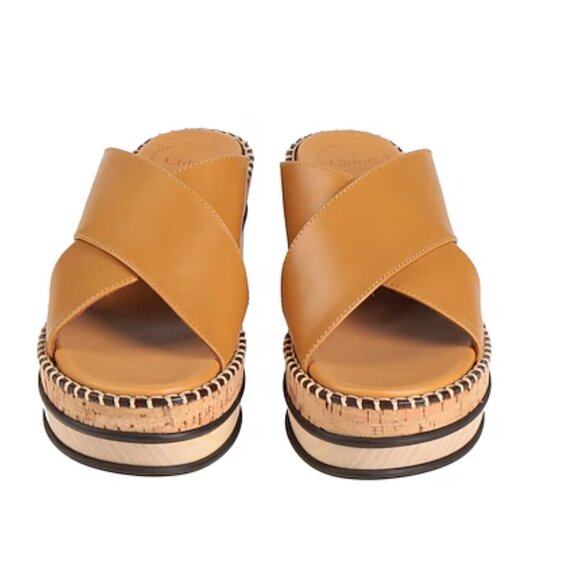 Chloe Women's Brown Camel Sandals Leather - 39 - Picture 2 of 8